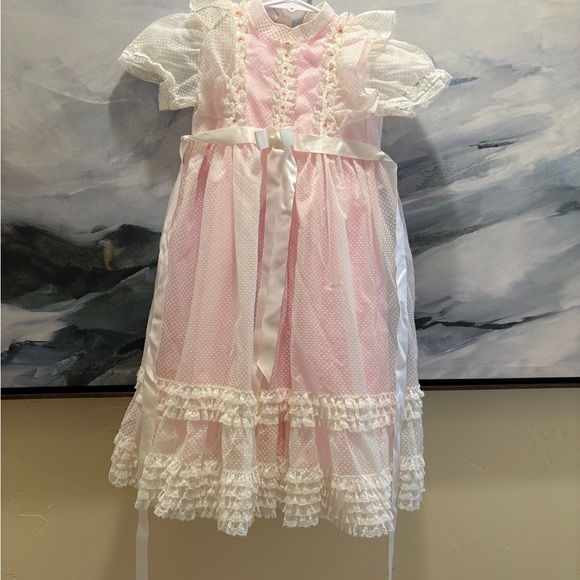 Pink & White Lace Dress w mini world vintage dress Provo, Utah Easter dress - Picture 2 of 7